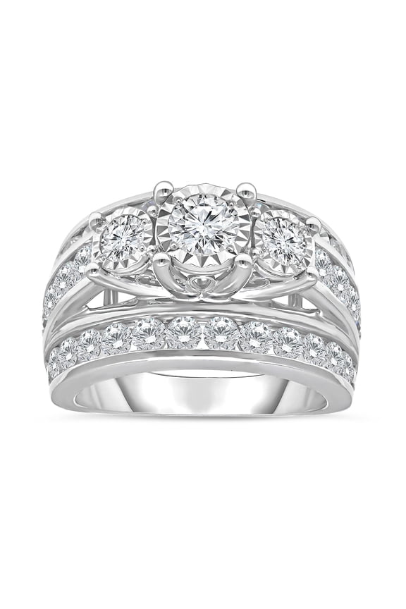 4.00 Carat Lab Grown Round Diamond Band Ring for Women in 10KT White Gold (Color I/Clarity I1)