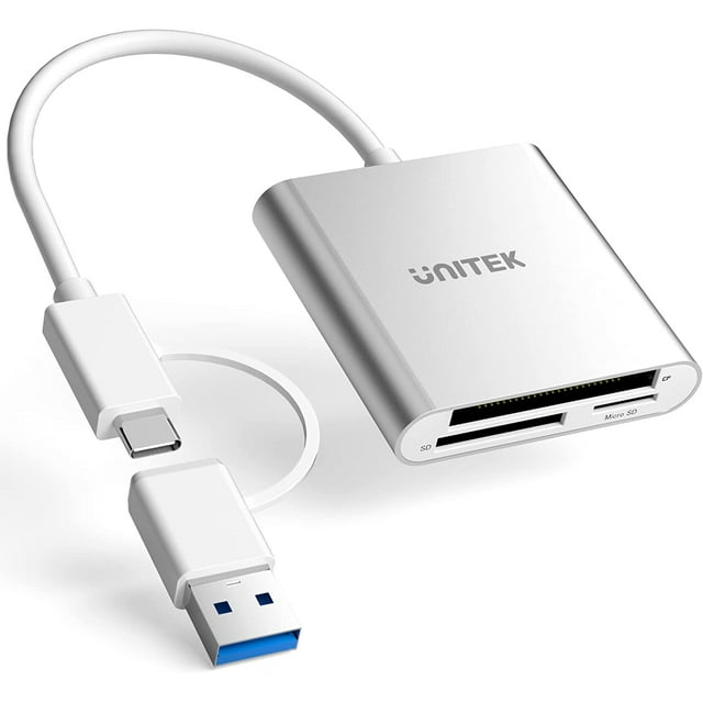 UNITEK USB C SD Card Reader, 3 Port Memory Card Reader Writer Compact