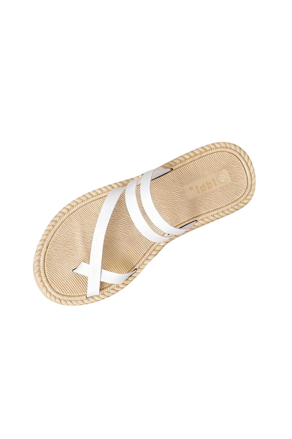 Summer Flat Sandals for Women Comfortable Walking Slides for Ladies Casual Shoes Indoor Outdoor Toe Ring Thong Toe Loop Open Toe Sandals