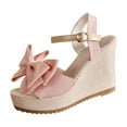 thumbnail image 1 of Xugsiok Wedge Sandals for Women Comfortable Sandals Espadrilles for Women Solid Color Round Toe Open Toe One-Strap Wedge Heels Beach Sandals Summer Shoes, 1 of 9