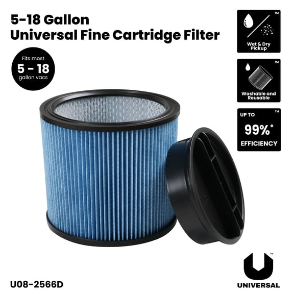 Universal Fine Dust Cartridge Filter with Cap,Fits Most 5-18 Gallon Vacuum Brands