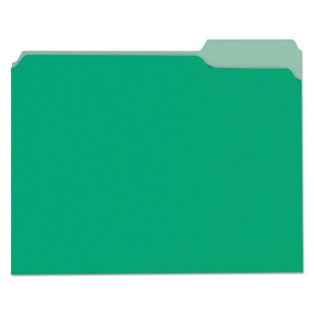 UNIVERSAL File Folders 1/3 Cut OnePly Tab Letter Green/Light Green 100/Box 10502