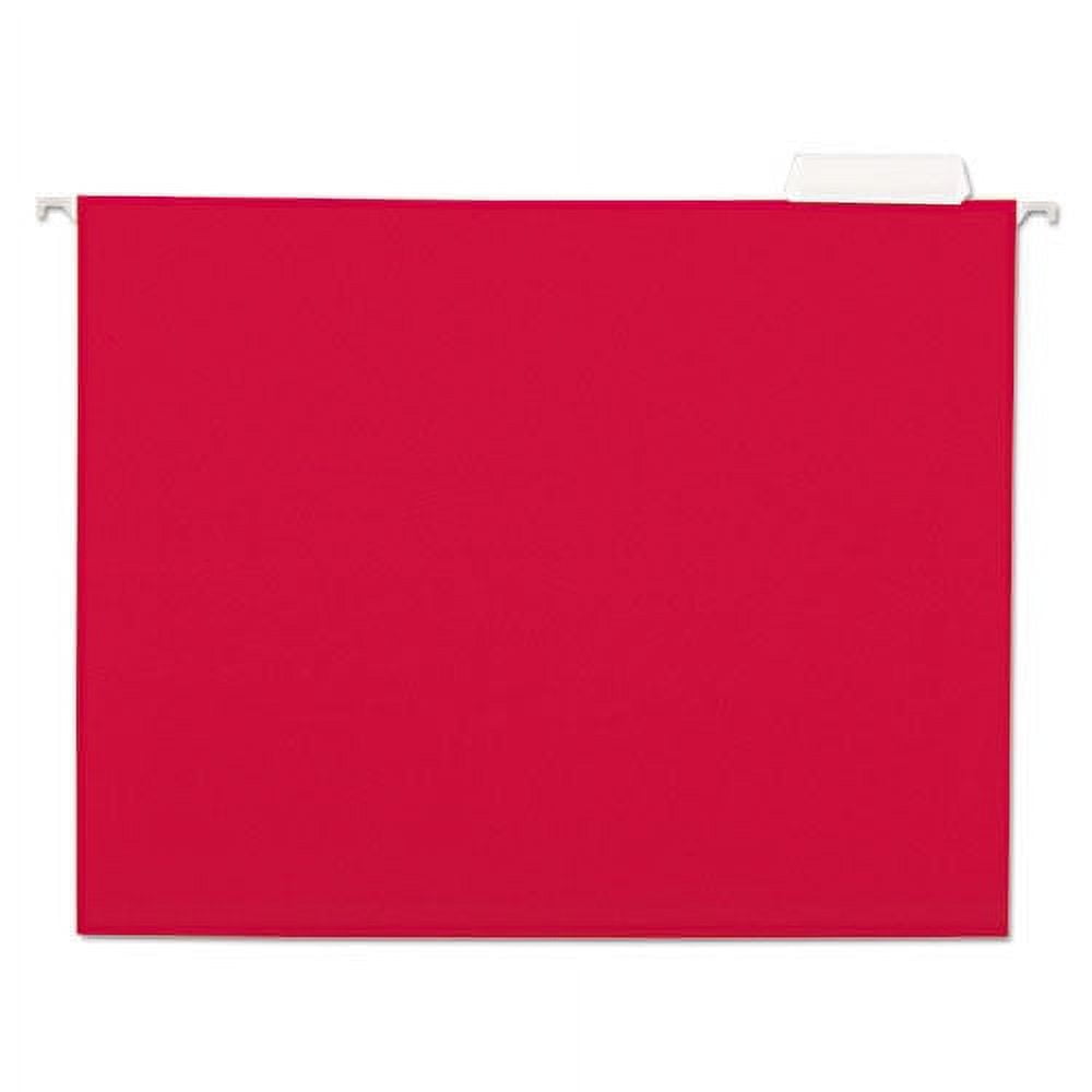 UNIVERSAL Hanging File Folders 1/5 Tab 11 Point Stock Letter Red 25/Box