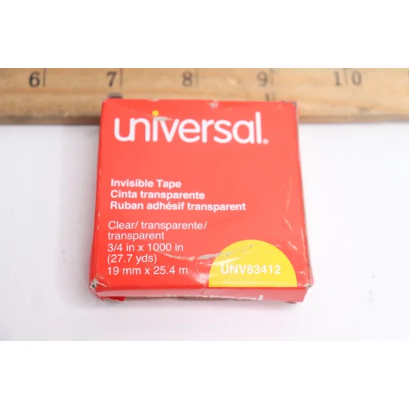 UNIVERSAL INVISIBLE TAPE CLEAR ACRYLIC 0.75" W X 28 YARDS LENGTH UNV83412