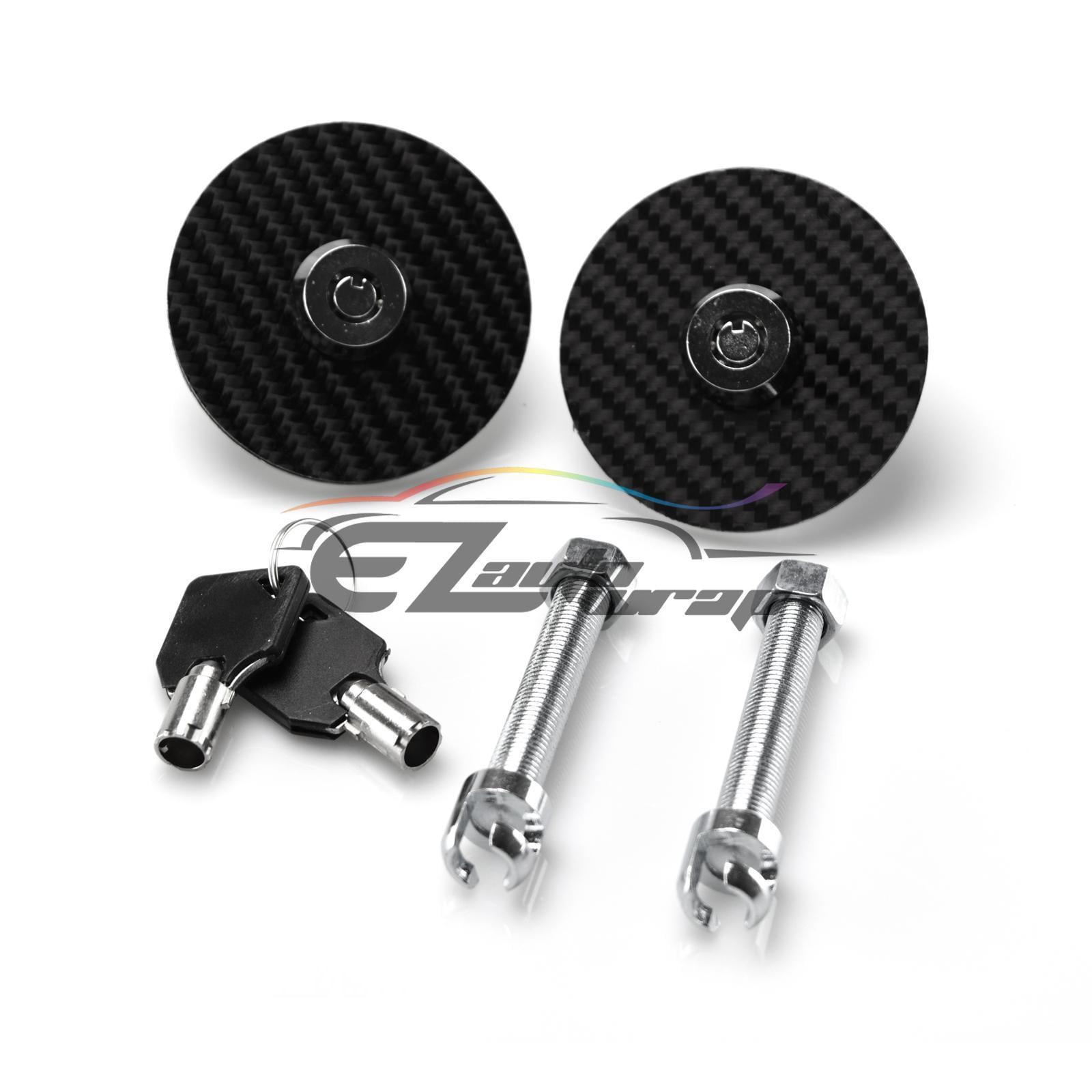 UNIVERSAL RACING Mount Bonnet Black Carbon Fiber Hood Pins Latch Key Locking Kit