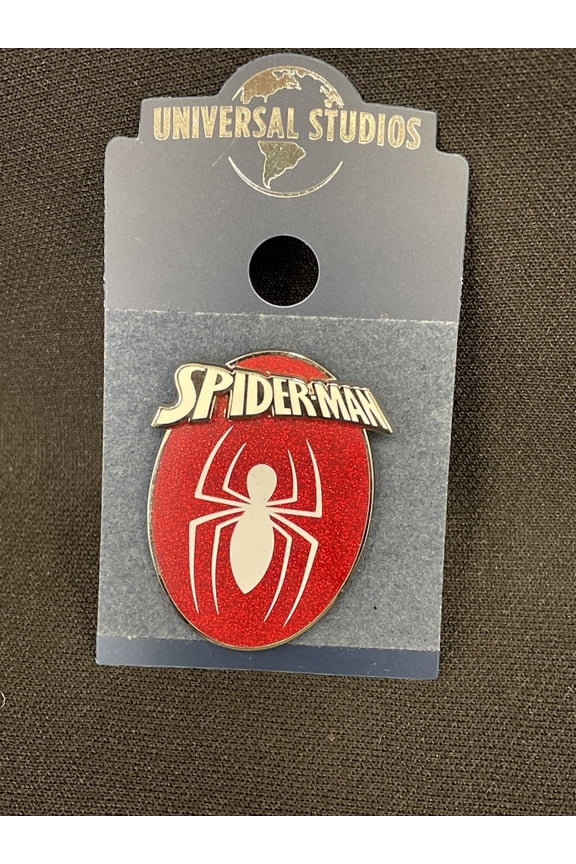MARVEL SPIDERMAN LOGO WHITE SPIDER ON RED OVAL PIN NOC