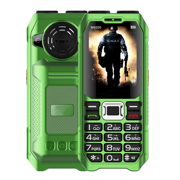 UNIWA M6000 GSM 2G Mobile Phone 4 SIM Cards 2.3Inch FM Radio MP3 Voice Record Torch Button Cellphone Power Bank