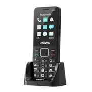 UNIWA V2000 2.4 Inch 4G Fashion Keypad Phone 0.3MP Camera Big Button 1700mAh Feature Phones for Elderly -Black with Charging Base
