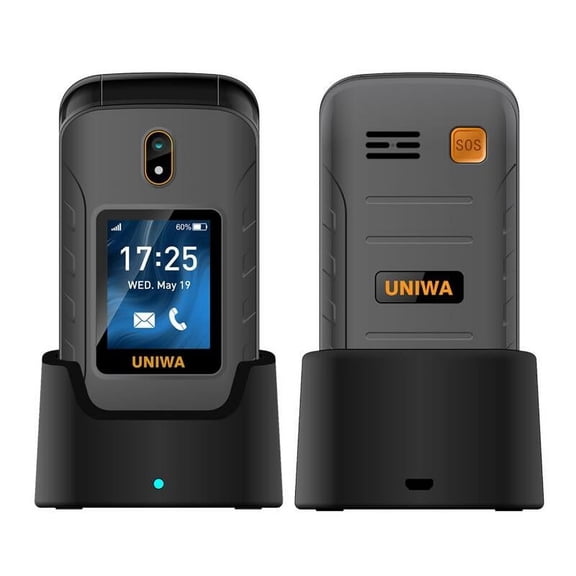 UNIWA V909T Dual Screen 2.8inches 4G Flip Cellphone Big Push-Button 2250mAh FM Radio Feature Phone for Elderly