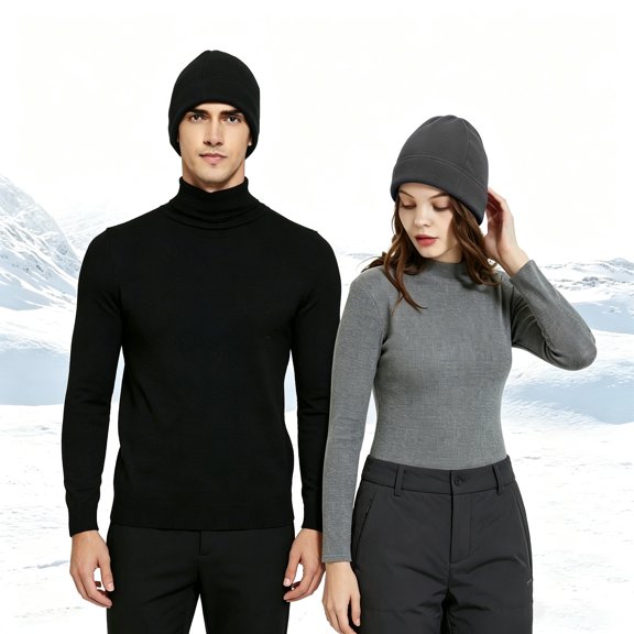 UNIWELL 2Packs Winter Warm Skull Cap Soft Polar Fleece Beanie Hat