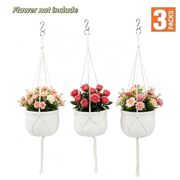 UNIWELL 3PCS 41.3 in Macrame Plant Hangers with 3 Ceiling Hooks,4-Legged Macrame Plant Hanger, Balanced Cotton Rope Holder
