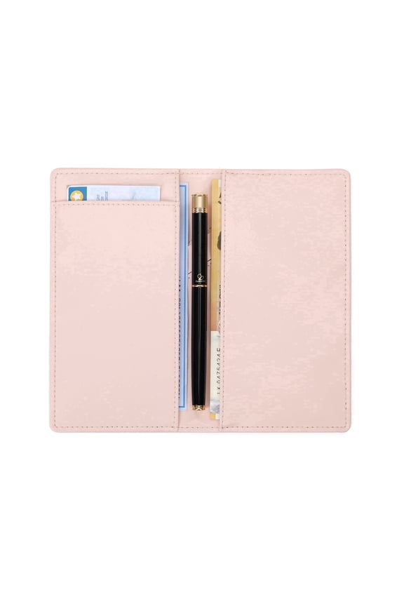 Leather Checkbook Cover for Women - RFID Blocking Personal Checkbook Holder with Pen Holder, Card Slots & Cash Compartment, Pink Duplicate Checkbook Wallet Transaction Register Case