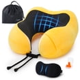 thumbnail image 1 of UNIWELL Travel Neck Pillow for Adults, Memory Foam Airplane Pillow, Adjustable Flight Pillow, Portable Travel Accessories with Eye Mask, Earplugs and Carry Bag, 1 of 7