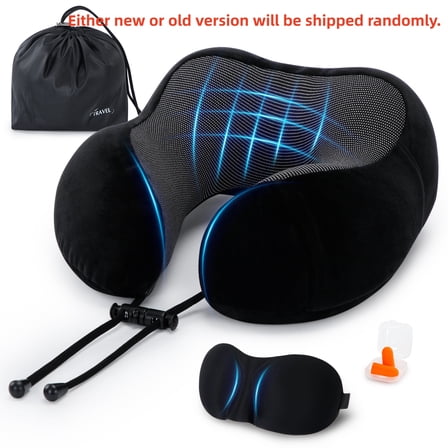 UNIWELL Travel Neck Pillow for Adults Memory Foam U Shaped Travel  Pillow for Sleeping on Airplane,Car,Office Black