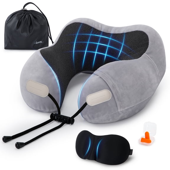 UNIWELL Travel Pillow for Adults Memory Foam Lightweight Neck Pillows for Sleeping on Airplane Journey Gray