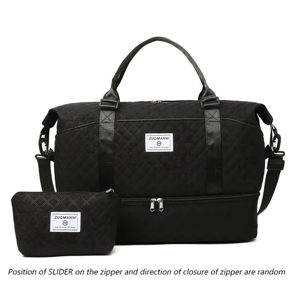 Women's Large Capacity Travel Duffle Bag, Carry On Overnight Weekender Bag with Shoe Compartment & Wet Pocket, Includes Toiletry Pouch, Yoga Gym Tote, Hospital Bags for Labor and Delivery,Black
