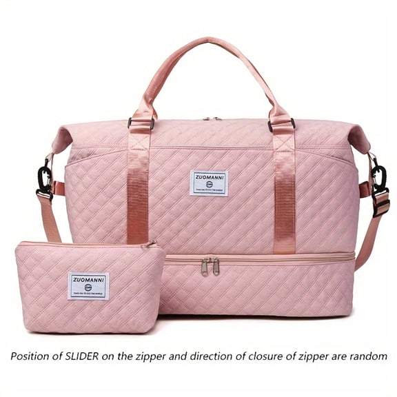 Women's Large Capacity Travel Duffle Bag, Carry On Overnight Weekender Bag with Shoe Compartment & Wet Pocket, Includes Toiletry Pouch, Yoga Gym Tote, Hospital Bags for Labor and Delivery,Pink