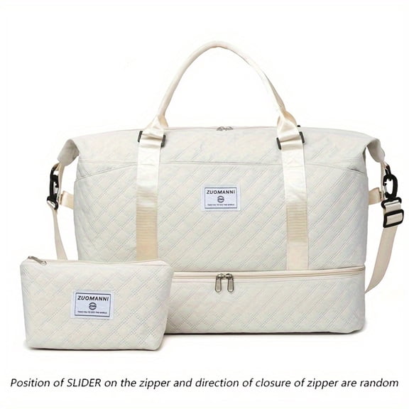 UNIXINU 2pc Set Large Capacity Travel Duffle Bag + Cosmetic Pouch, Gym Handbag with Shoe Compartment for Gym Weekender Overnight Travel Beach Holiday