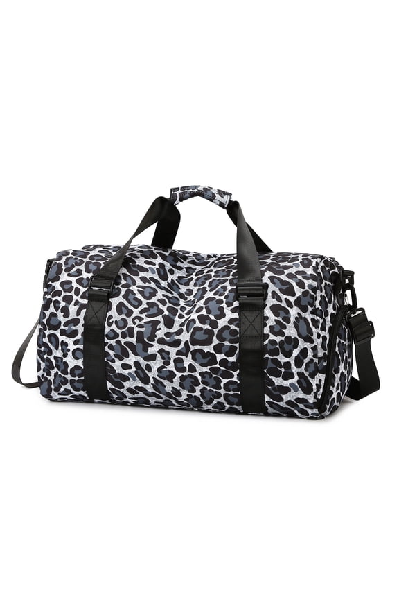 Leopard Print Travel Duffel Bag,Independent Shoe Compartment,Adjustable Strap ,Large Capacity,Gym, Yoga, Weekend Getaway, Camping Bag