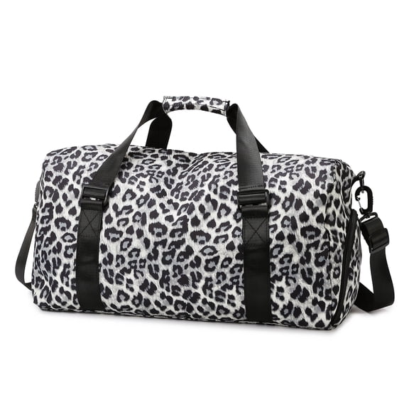 UNIXINU Leopard Print Travel Duffel Bag,Independent Shoe Compartment,Adjustable Strap ,Large Capacity,Gym, Yoga, Weekend Getaway, Camping Bag