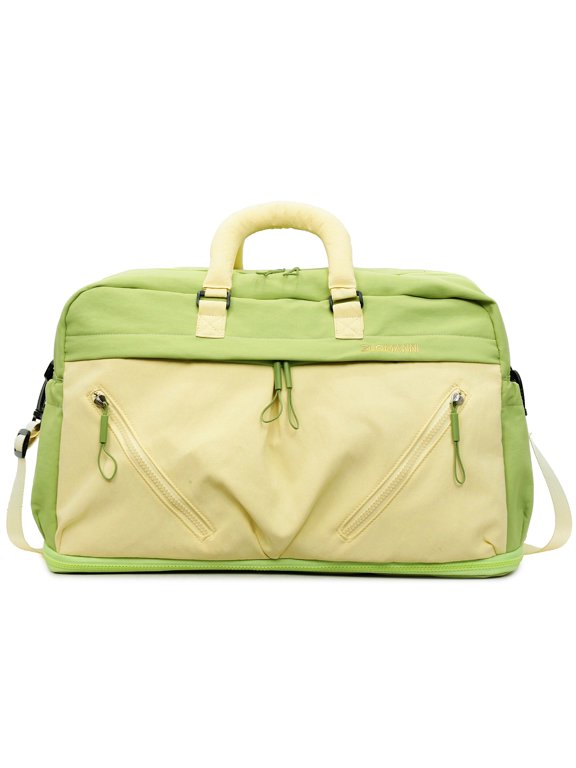 Expandable Travel Duffel Bag – Color Block Gym Bag with Soft Padded Handle & Adjustable Shoulder Strap, Lightweight Weekender Overnight Tote for Fitness, Vacation & Short Trips.Yellow Green Matching