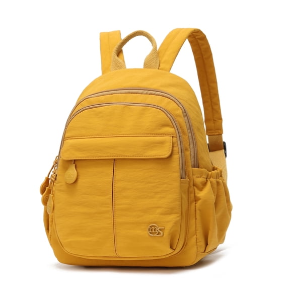 Mini Backpack for Women, Lightweight Nylon Small Backpack Purse, Casual Travel Daypack with Multi Pockets, Cute Water-Resistant Bookbag for Daily, Yellow