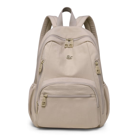 Women's Mini Nylon Backpack Purse - Small Lightweight Multi-Pocket Casual Daypack with Adjustable Straps for Daily Commute, School, Travel & Weekend Getaways, khaki