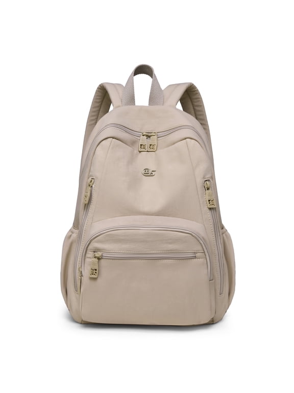 Women's Mini Nylon Backpack Purse - Small Lightweight Multi-Pocket Casual Daypack with Adjustable Straps for Daily Commute, School, Travel & Weekend Getaways, khaki