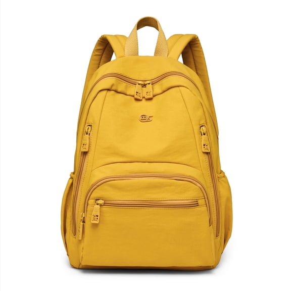Women's Mini Nylon Backpack Purse - Small Lightweight Multi-Pocket Casual Daypack with Adjustable Straps for Daily Commute, School, Travel & Weekend Getaways, Yellow