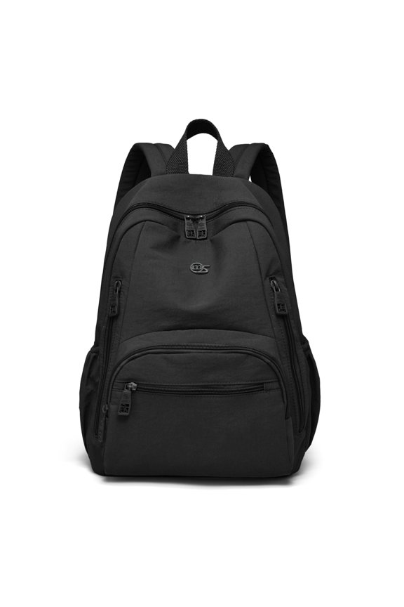 Stylish Multi Pocket Nylon Backpack, Adjustable Strap, Casual Travel Daypack with Multi Pockets, For Daily Commute School Weekend Getaways Short Trip, Black