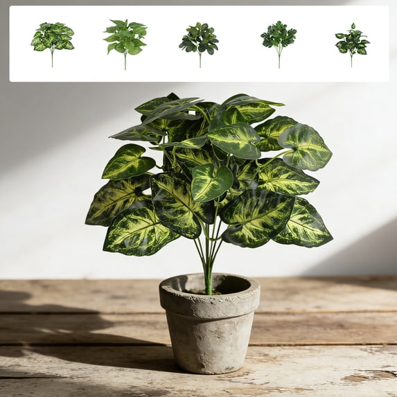 UNLLLL 2 Pcs Artificial Greenery Plants, Fake Plastic Leaves Plants, UV Resistant Faux Plants Bushes, Bouquet Filling Plants, for Outdoor Porch Garden Vase Decor (Pothos)