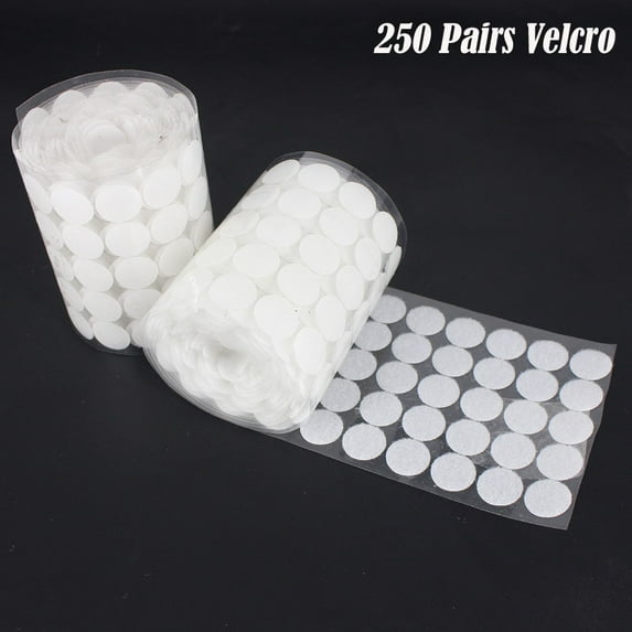 UNLLLL 20mm Hook And Loop 250 Pairs Diameter Hook And Loop Self Adhesive Round, Available at Home and Office