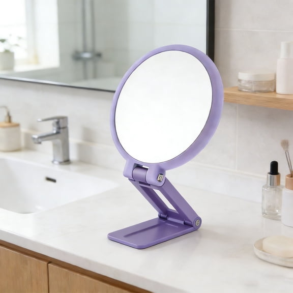 UNLLLL 3 in 1 Double Sided Makeup Mirror, 50X Magnification Handheld Wall Mount Tabletop Mirror with 360 Degree Adjustable Handle, for Makeup Application and Skincare (Purple)