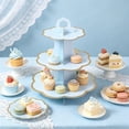 thumbnail image 1 of UNLLLL 3 Tier Cardboard Cupcake Stand, Disposable Dessert Tower Display Rack, Sturdy Party Treat Holder, for Birthday Wedding Event Decoration (Blue), 1 of 7