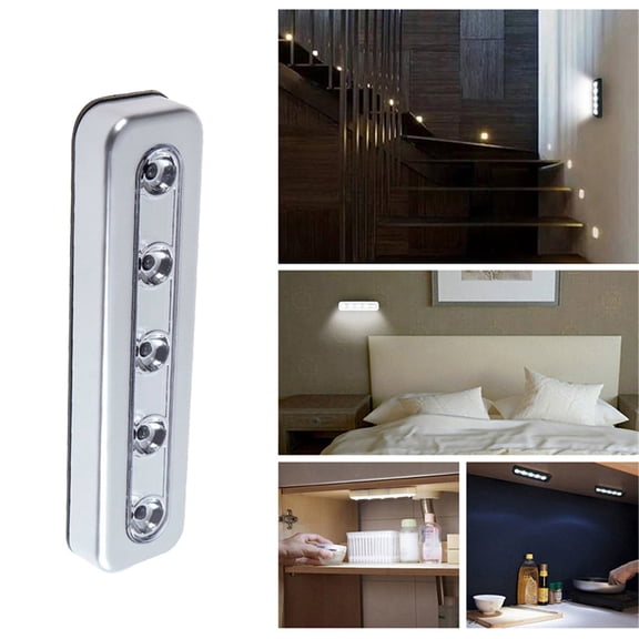 UNLLLL 5 LED Bright Battery Operated Bulb Stick On Push On Strip Kitchen Lights, for Bedroom, Outdoor, Gift Giving