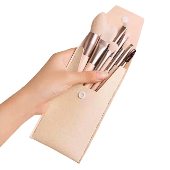 UNLLLL 8 Pcs Makeup Brush Set, Portable Concealer Brush Tool, Macaron Soft Hair Eye Makeup Brush, Soft Synthetic Bristles, for Daily Makeup and Travel Use (Beige)