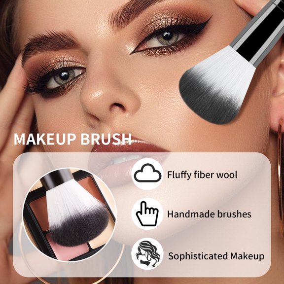 UNLLLL 9 Piece Handle Makeup Brush Set, Crocodile Texture Grip, Powder Blush Eye Shadow Brushes, Multi Functional Face Kit, for Daily and Party Makeup (Black)