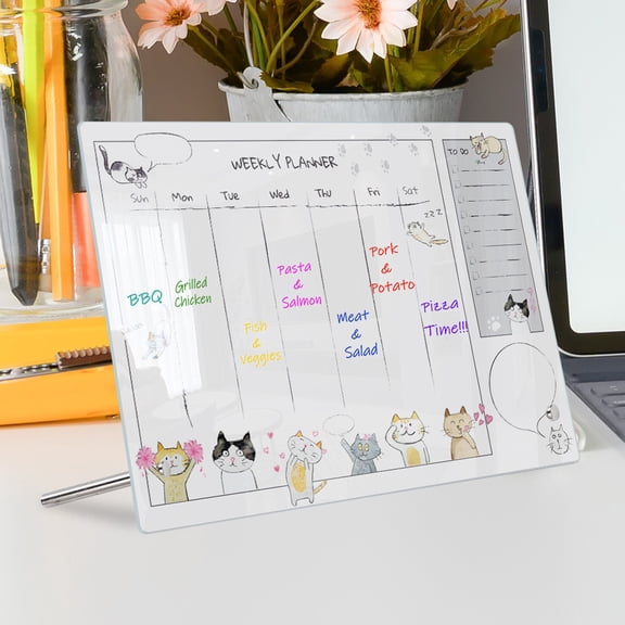 UNLLLL Acrylic Desktop Week Plan Memo Board Erasable Transparent Message Writing Board Memo Reminder Display Board, for Students and Office Workers