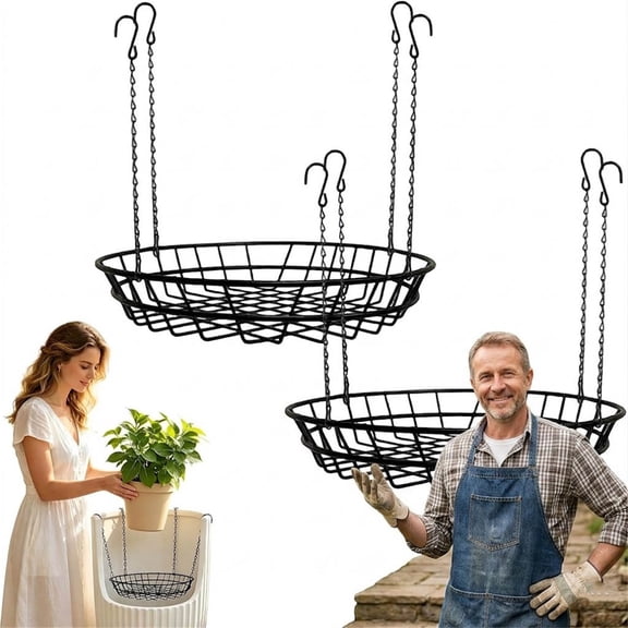UNLLLL Adjustable Planter Insert with Chains for Large Round Pots, Stainless Steel Flower Pot Riser and Height Enhancer, for Indoor Outdoor Gardening