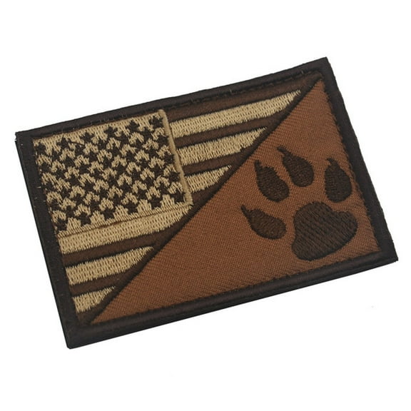 UNLLLL American Flag w/Dog Paw Embroidered Applique Morale Hook & Loop Patch, Available at Home and Office