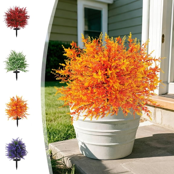 UNLLLL Artificial Lavender Topiary Ball Tree, Faux Lavender Shrub, Fake Lavender Plants with Ground Spike, for Outdoor, Garden, Patio, Sidewalk, Front Door Decor (Red)