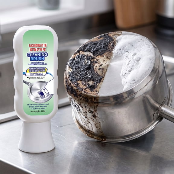 UNLLLL Black Stain Remover Cleaning Paste for Pots, Seaweed Mud Film for Removing Burnt Grease and Rust, for Stainless Steel Iron and Ceramic Cookware