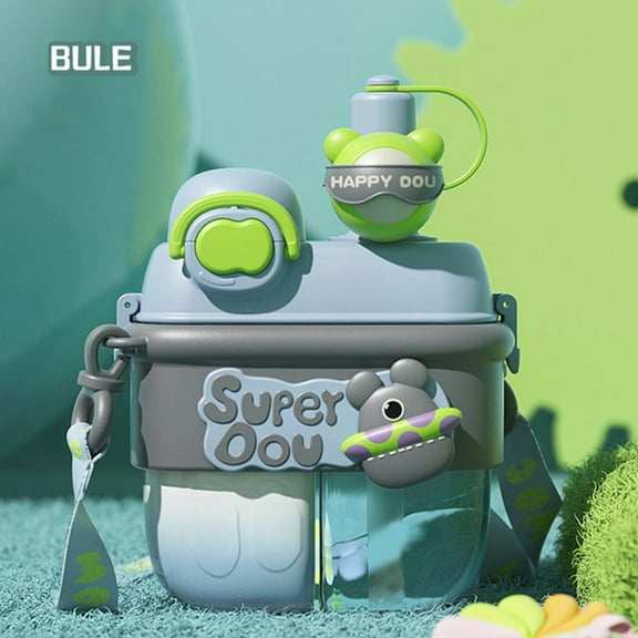 UNLLLL Creative Straw Water Cup Large Cute Kawaii Use Water Bottle One Cup Of Two Different Drinks Two Straws Drinking Cup Split Cup For Kids Teens Student, for Parties and Other Occasions