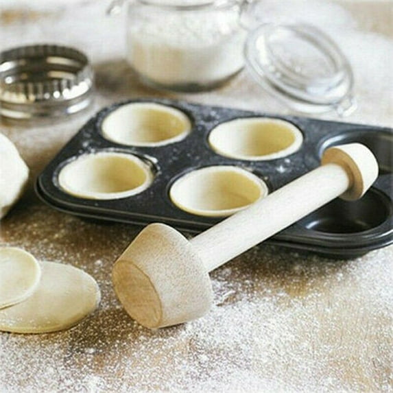 UNLLLL DIY Egg-Tart-Tamper Double Side Wooden Cake Pusher Cake Baking Shaping, for Cake, Chocolate, Biscuit