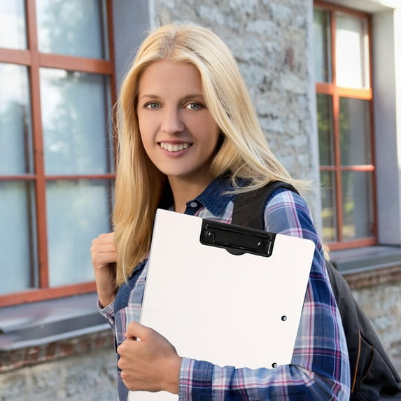 UNLLLL Double File Clipboard with Storage Function, High-capacity Storage Clipboard, Nursing Clipboard Folder, Foldable Thickened Folder, for Students, Office, White