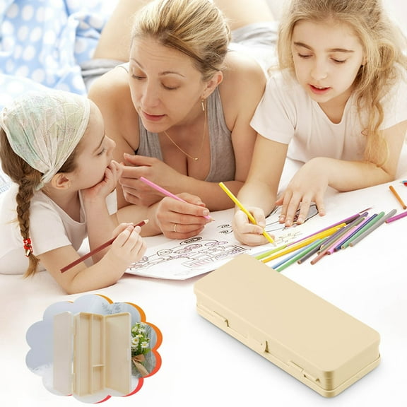 UNLLLL Double-layer Stationery Box, Portable, Double-sided Open Student Desktop, Large Capacity Pen Case, for Students and Office Workers