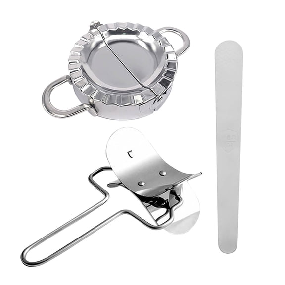 UNLLLL Dumpling + Wire Handle Roller + Stuffing Spoon Stainless Steel Dumpling Set 3-piece Set, for Food, Desserts, Soup