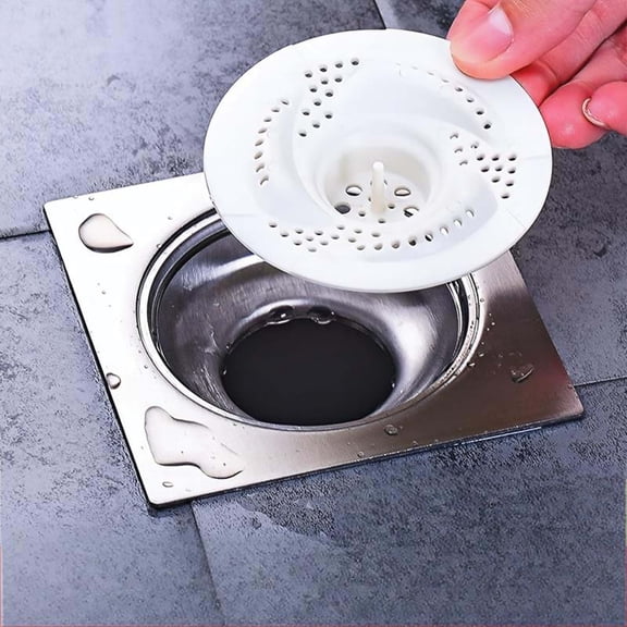 UNLLLL Floor Drain Hair Collector, Rotating Anti Blocking Filter, Fine Mesh Traps Hair and Particles, for Bathroom and Kitchen Sink Shower Drain Protection (White)