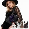 UNLLLL Halloween Dark Doll Keychain Pendant, Soft Plush Bunny Keyring for Bag Purse, Halloween Bunny Keychain Charm, for Bags Key Home Spooky Party Accessory (D)