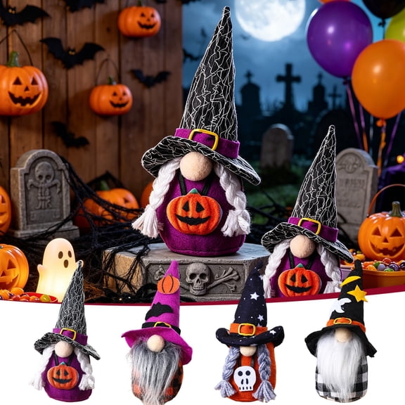 UNLLLL Halloween Faceless Pumpkin Doll, Soft Stuffed Cute No Face Plush Toy, Portable Tabletop Figurine, for Home Holiday Party Shelf Bedroom Decor (Red)